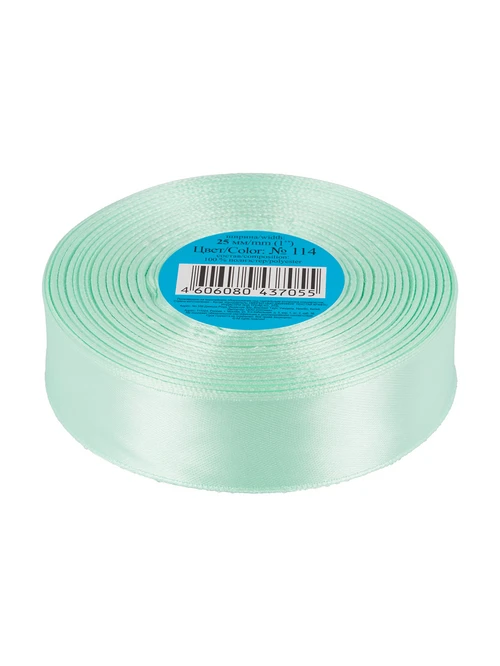 Лента атласная 25мм 114 мятный 1метр - фото 1