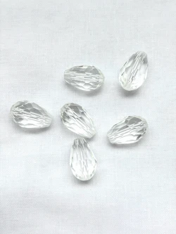 Бусины стекло капли гранен 8х15мм (6шт.) прозрачные
